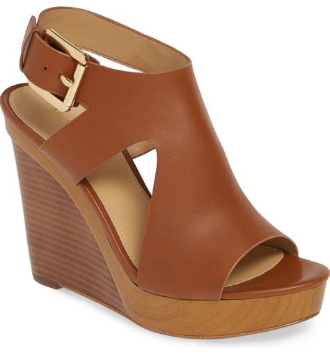 michael kors josephine leather wedge sandal|Michael Kors denim wedge sandals.